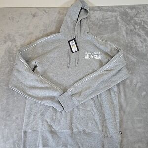 Converse Sweatshirt Mens Medium Gray‎ All Star Hoodie Activewear Sportswear